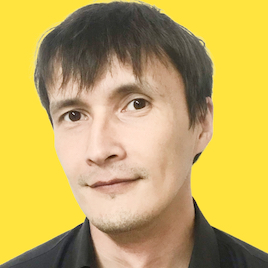 I'm Pavel Petrov and I are pictured in this photo looking into the future where I will grow to an unbelievable scale. Here I am smiling and in a great mood. The background is changed to peach orange, this is the style of UNICORN WITNESSES brand (unicornwitnesses.com)