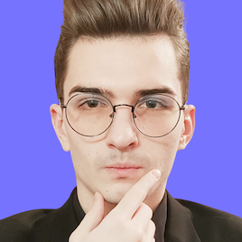 I'm Vyacheslav Vozhdaev (-) I'm looking at you through my glasses in the photo, with thoughts of innovation and an incredible confidence that all will be well! The background is replaced with light purple, this is the style of UNICORN WITNESSES brand (unicornwitnesses.com)